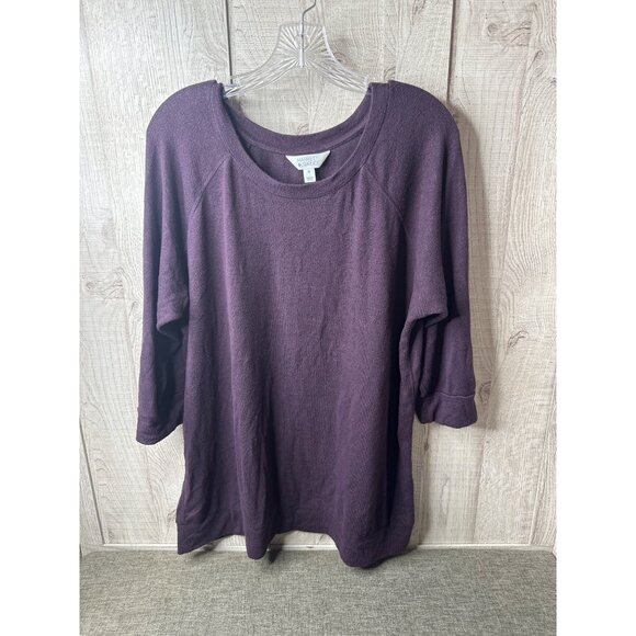 Market & Spruce Tops - Market & Spruce Womens 2X Purple Knit Top With 3/4 Sleeves Rayon Blend Shirt